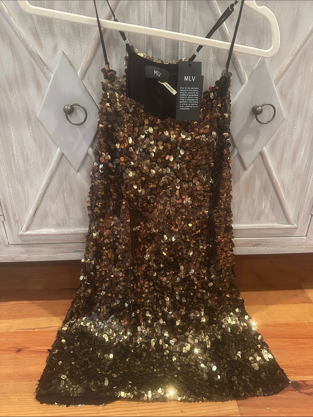 MLV Girls' Bronze Gold Sequin Dress
